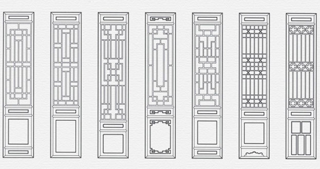 潭门镇常用中式仿古花窗图案隔断设计图